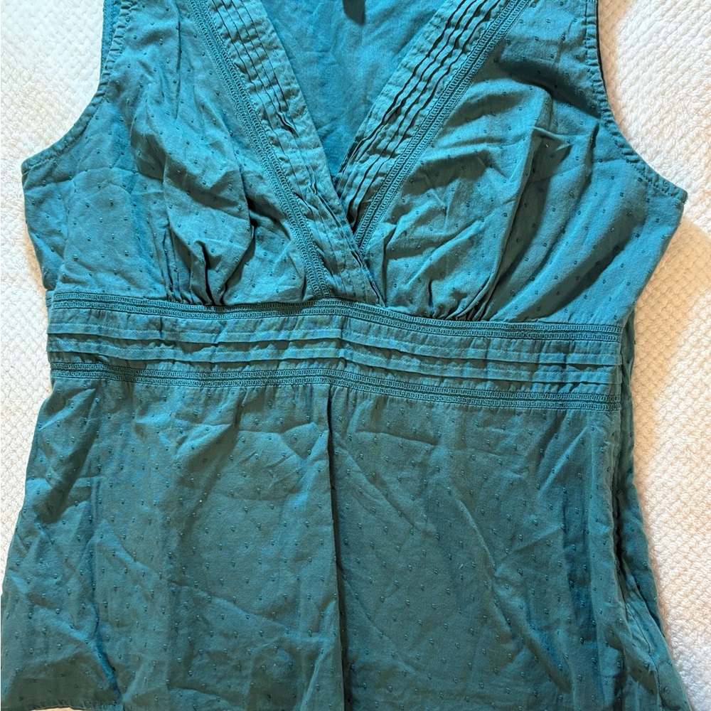 St. John's Bay Turquoise V-Neck Tank Top Large(C03)